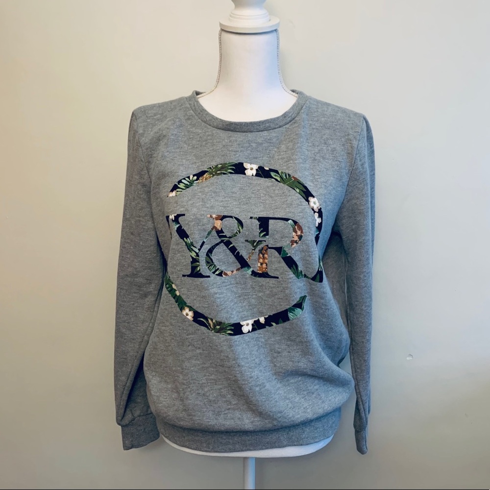 Y&R Gray Crewneck Sweatshirt w/ Floral Logo